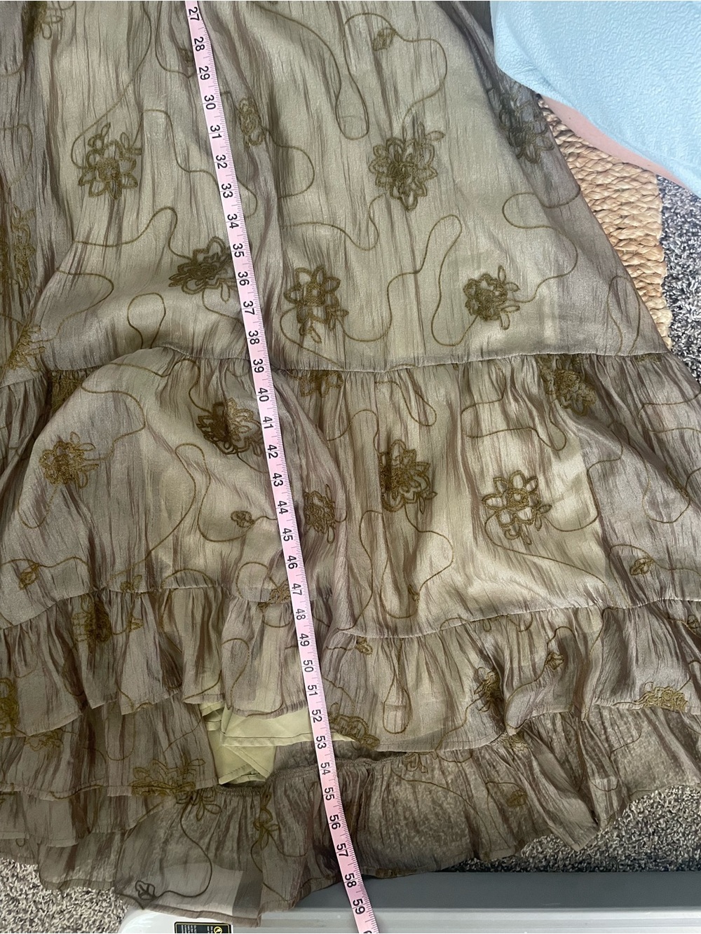 Storia Backless Corset Ruffled Maxi Dress in Olive-Taupe-Gold Wedding Guest READ - Picture 9 of 13